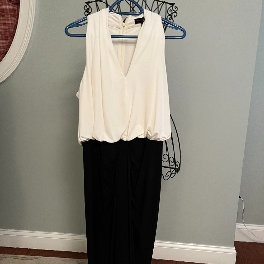 Donna Karan NY cream top/black skirt dress